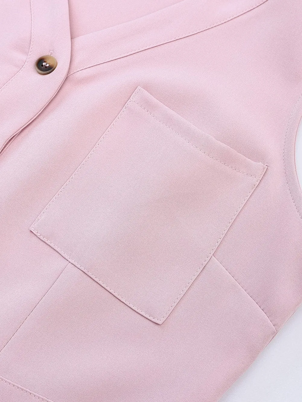 Blush Sleeveless Jumpsuit with Button-Up Front and Sash Tie