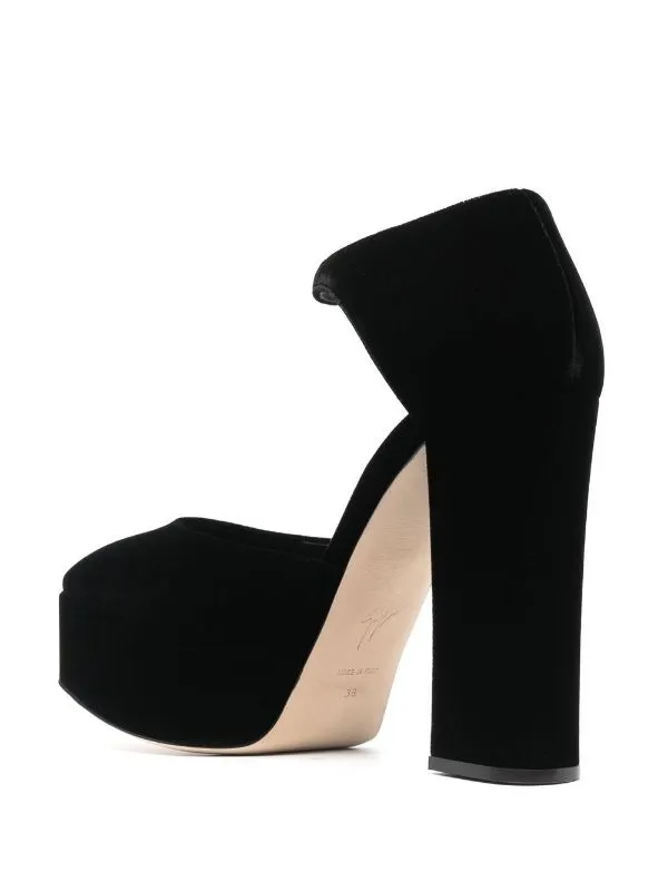 Newyork Black Velvet Platform Pumps (carry over style)